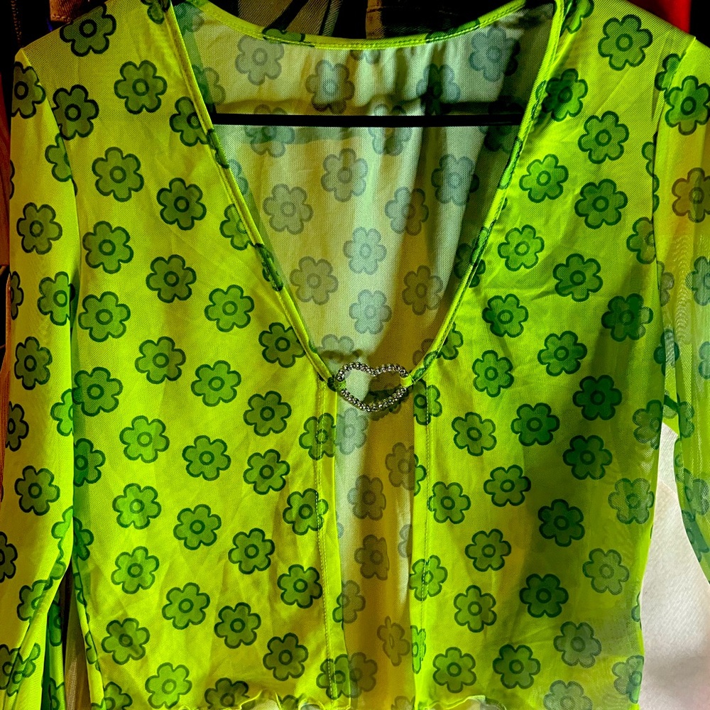 Lime Green 70s Crop top!